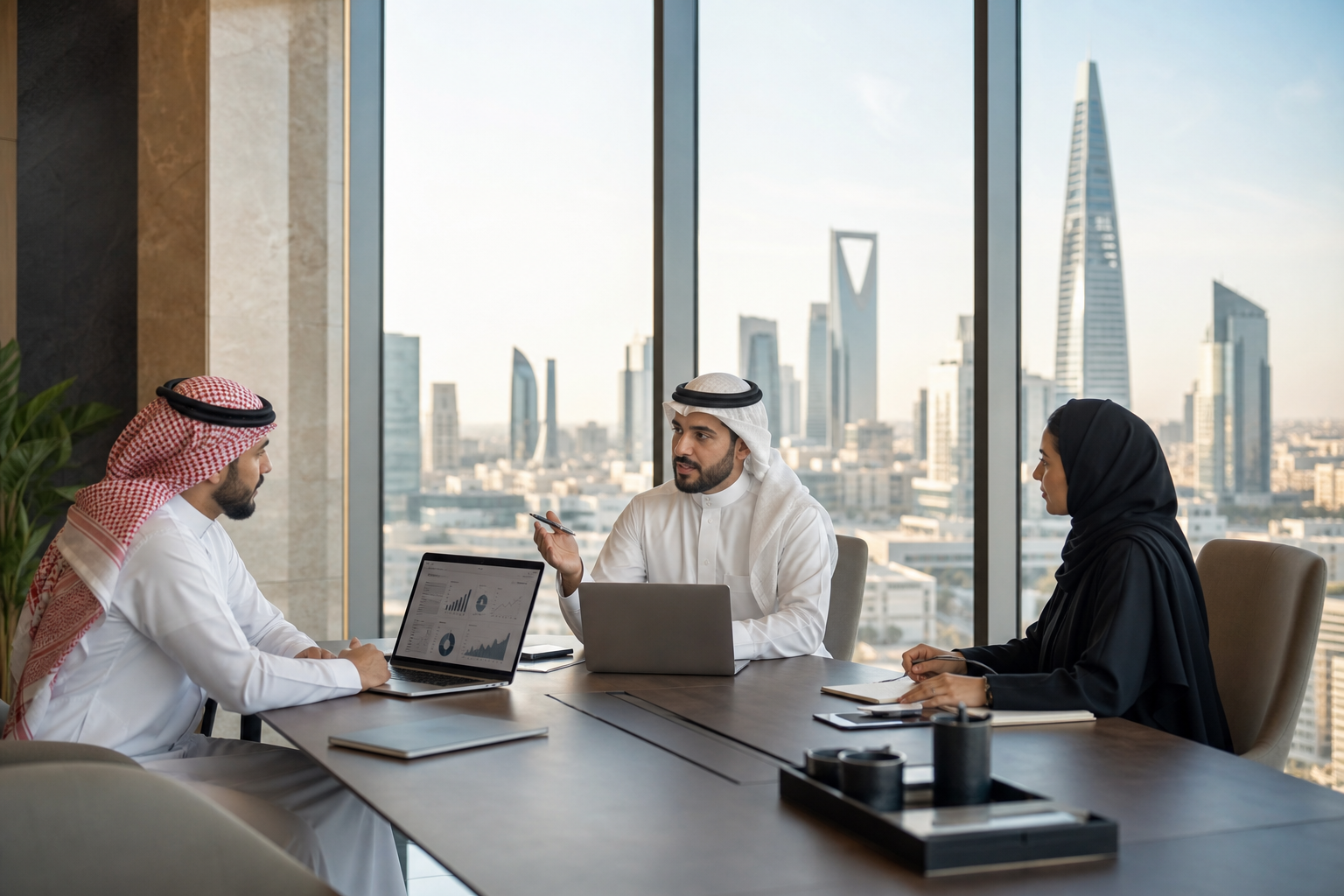 اجتماع استشاري في مكتب حديث بمدينة الرياض